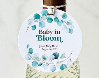 Baby In Bloom Champagne Tags: Eucalyptus Shower Favors