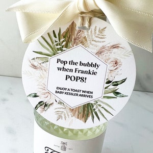 Boho Champagne Tags, Personalized Baby Shower Favor Tag, Gender Neutral, Pampas, Boho Baby Shower Ideas, Pop The Bubbly, Champagne Tag, Pop