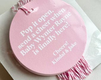 Personalized Baby Shower Favor Tags, Mini Champagne Bottle, Pop It When She Pops®