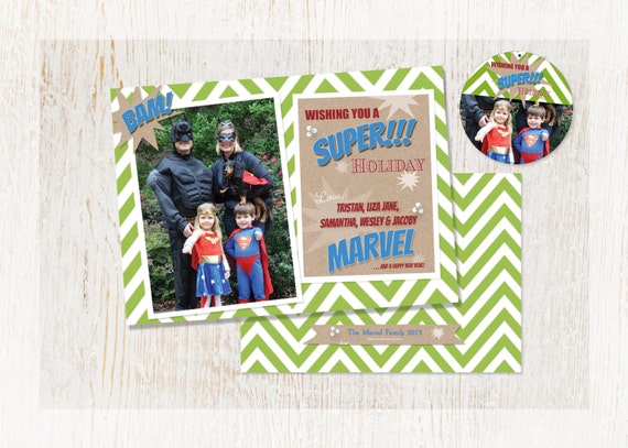 Superhero Holiday Photo Card MARVELous Christmas Card | Etsy