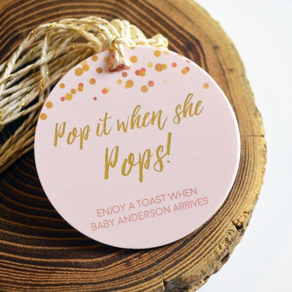 Baby Shower Favors Girl, Baby Shower Favors, Baby Shower Girl, Pink Baby Shower, Pop It When She Pops, Champagne Party Favors, Personalized