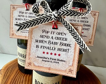 Cowboy Baby Shower Decorations, Champagne Baby Shower Favor Tags, Wild West, Cowboy, Champagne Tag, Baby Shower Favors Ideas, Wild West Baby