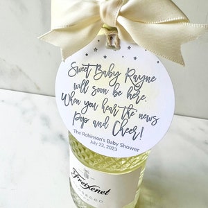 Champagne Baby Shower Favor Tags, Personalized Baby Shower Favors, Gender Neutral Baby Shower Favor, Pop The Bubbly, Yellow, Champagne Tag