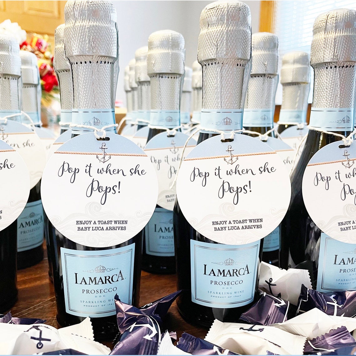 Nautical Baby Shower Tags Mini Champagne Baby Shower Tag Pop Etsy