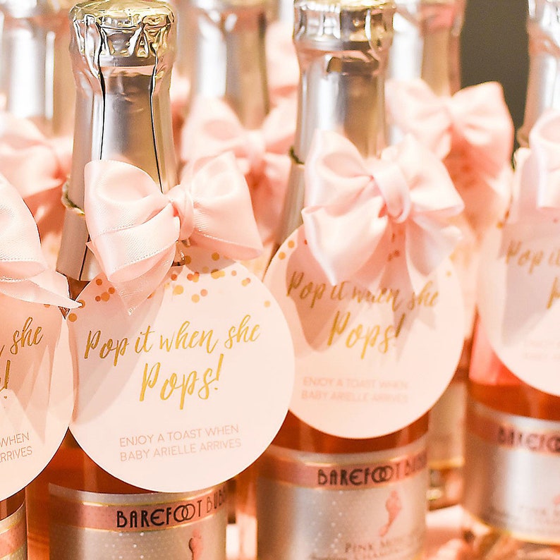Baby Shower Favors Girl, Baby Shower Favors, Baby Shower Girl, Pink Baby Shower, Pop It When She Pops, Champagne Party Favors, Personalized image 2