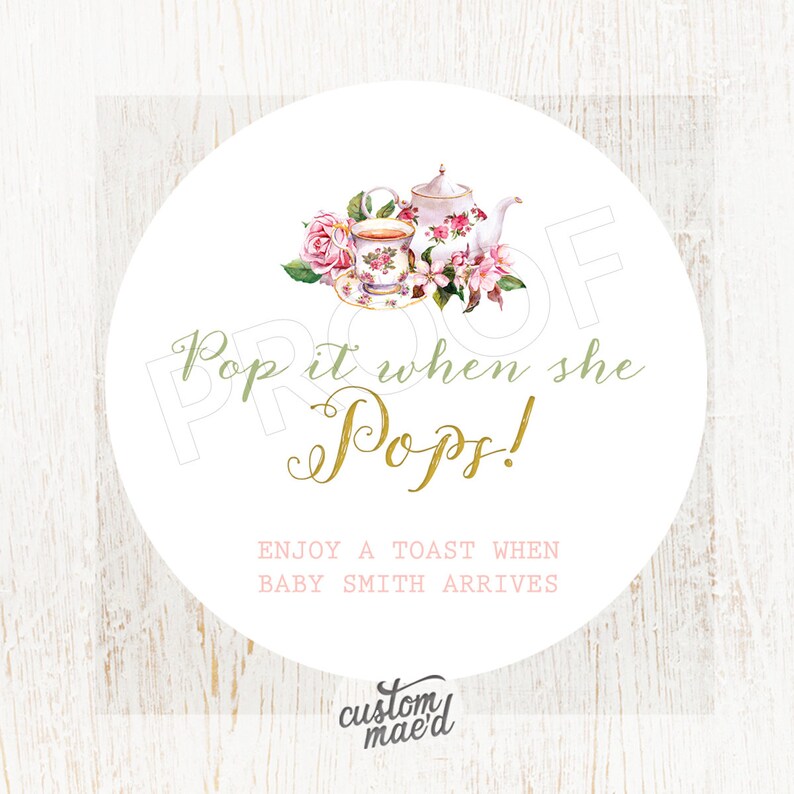 Tea Party Baby Shower Tag Tea Party Decor Personalized Gift Etsy