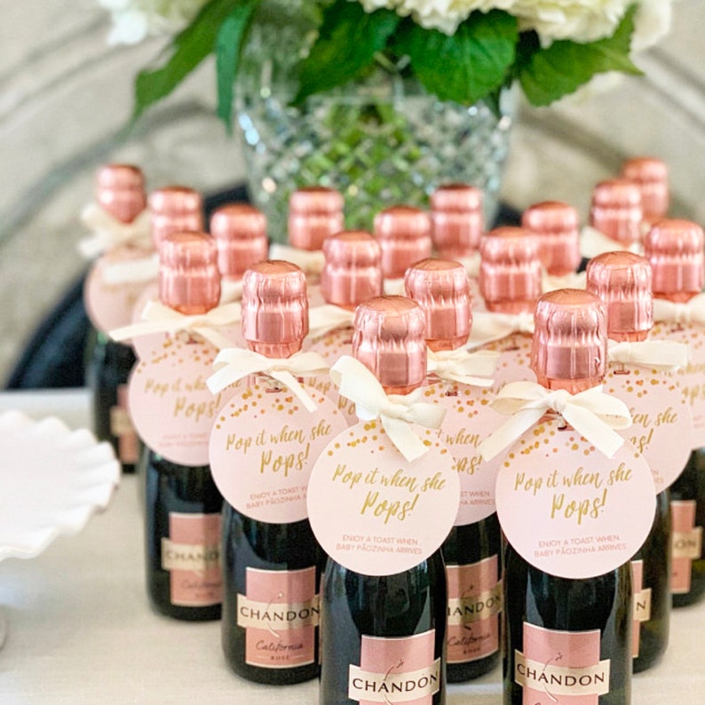 Baby Shower Favors Girl, Baby Shower Favors, Baby Shower Girl, Pink Baby Shower, Pop It When She Pops, Champagne Party Favors, Personalized image 3