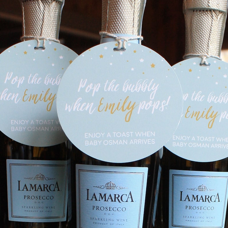 Pop The Bubbly Baby Shower Tags Personalized Champagne Tags Etsy