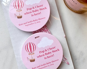 Hot Air Balloon Baby Shower Favor Tags, Personalized Champagne Tags
