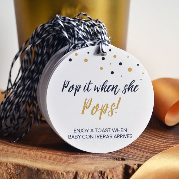 Pop When She Pops Personalised  Baby Shower Gift Tags 