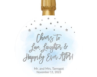 Bridal Shower Champagne Tags, Favor Tags for Bridal Shower, Elegant Bridal Shower Tag for favors, Love Laughter Happily Ever After