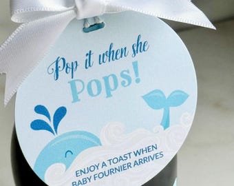 Whale Baby Shower Tags, Nautical, Beach, Ocean, Personalized Gift Tags, Party Favors, Baby Shower Favor, Champagne Tags, Gift Tags,Party Tag