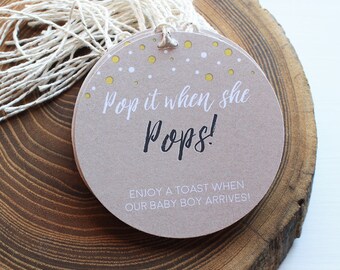 Baby Shower POP Gift Tag, Party Decor, Gender Neutral, Personalized Gift Tags for New Baby, Party Favor, Baby Shower Favor, Thank You Label