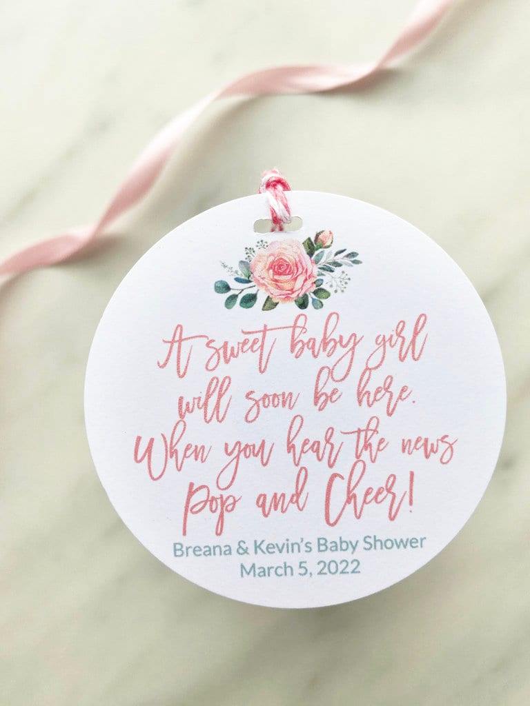Sweet Baby Girl Baby Shower Tags Champagne Tag Pop It When