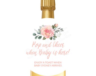 50 Etichette Per Bottiglie Baby Shower “Pop It When She Pops” – Cartoncino Con Frase, Per Mini Bottiglie Di Champagne E Vino