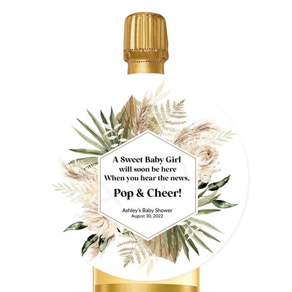 Champagne Baby Shower Favor Tags, Personalized, Baby Shower Favors