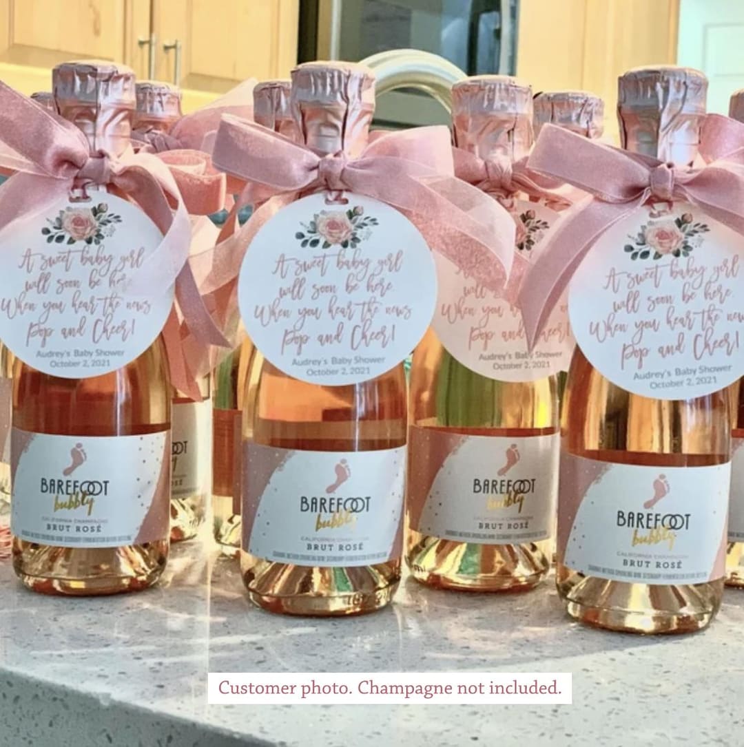 Sweet Baby Girl Baby Shower Tags, Champagne Tag, Pop It When She