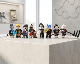 8 Naruto Mini Figures Set with Akatsuki Clan Villains Kakuzu Kisame Dual Itachi, Custom Building Blocks Collectibles, Gift for Manga Fans