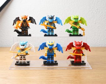 6 Ninja Anime Mini Figures Set with Dragon Form Lloyd Garmadon Jay Kai Nya Zane, Custom Blocks Collectibles, Gift for Ninjago Fans