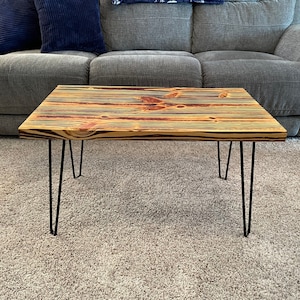 Shou Sugi Ban Coffee Table: Mid-Century Modern Pine Wood
