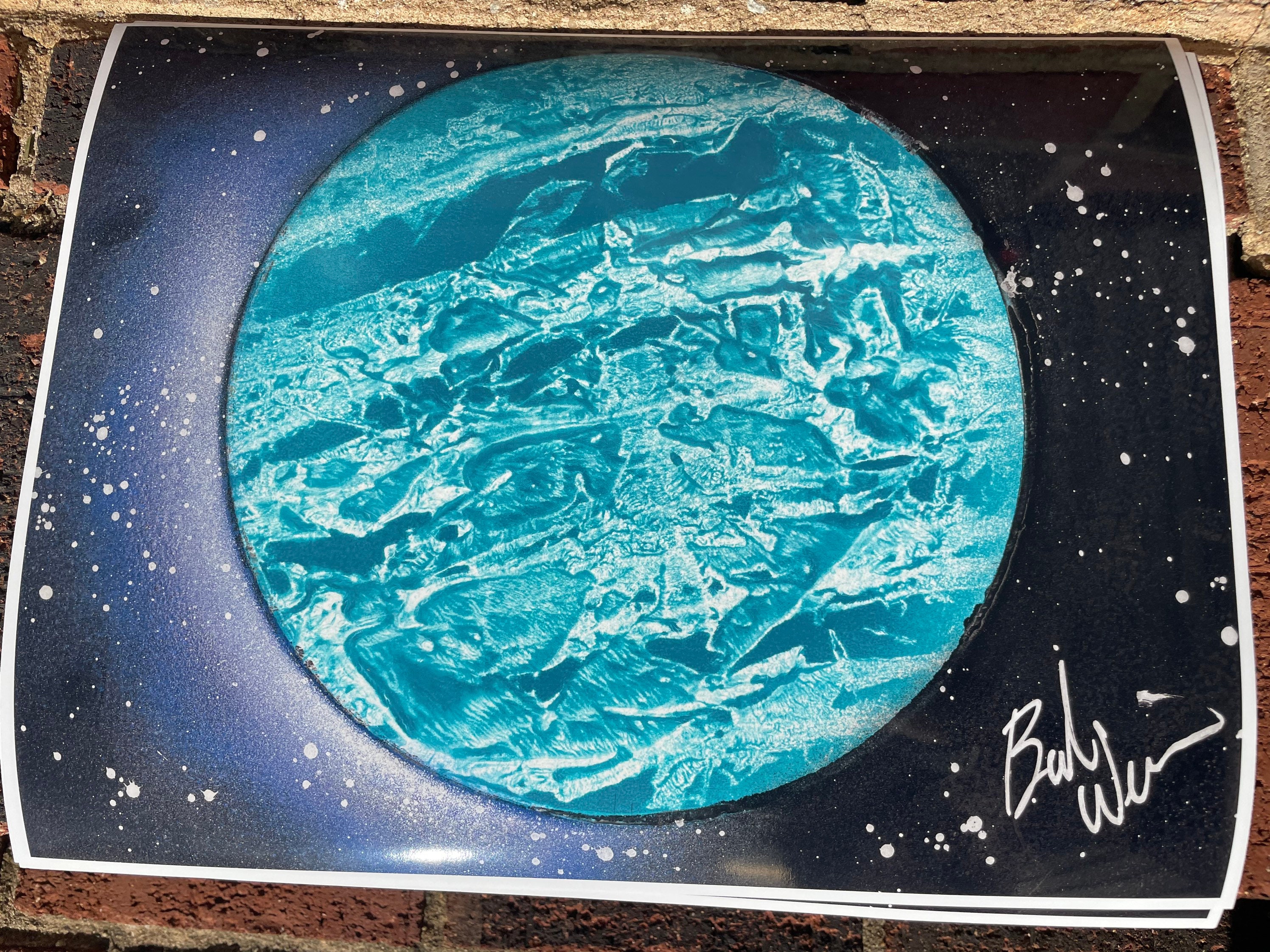 Blue Planet Spray Paint Art Print on Glossy Paper - Etsy