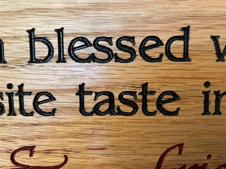 Carved plaque in rustic reclaimed plywood. I've been blessed with Exquisite taste in Wine & Friends image 8