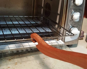 11 inch Wooden oven rack puller. Oven rack  puller with a magnet. Push Pull oven rack utensil