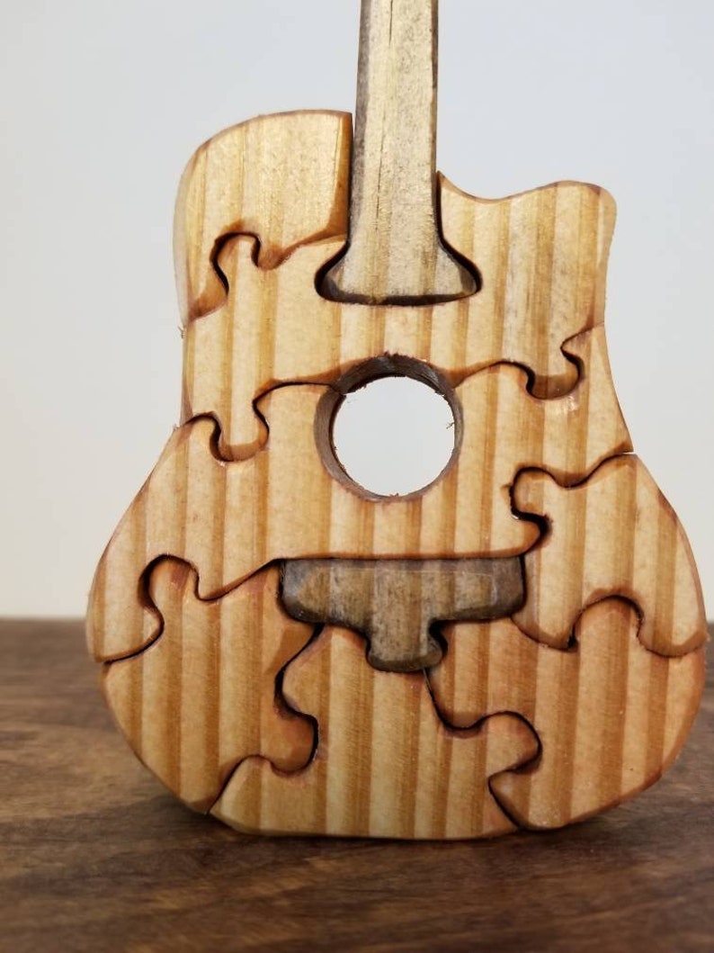 Guitar Solid wood Puzzle Etsy