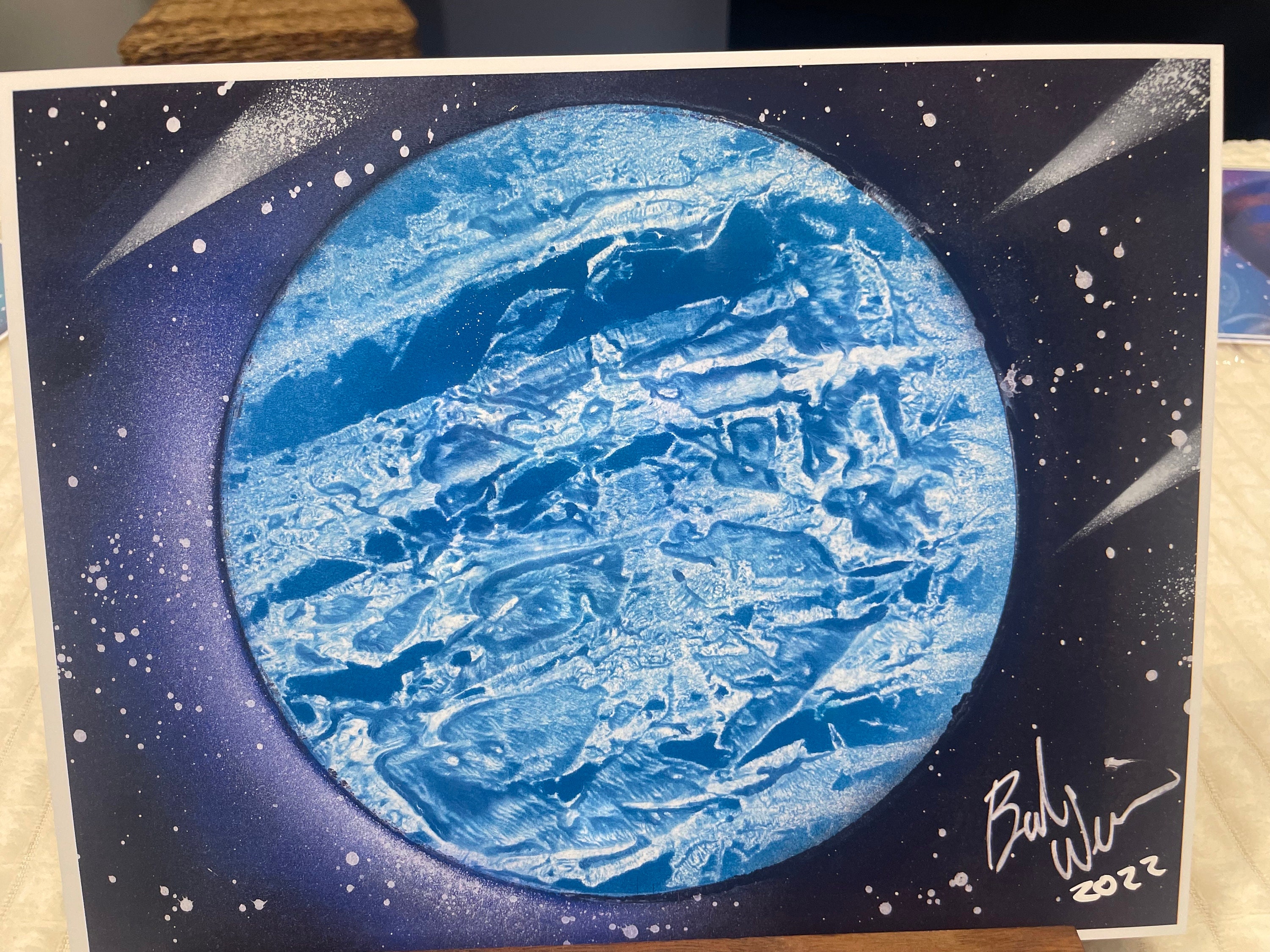 Blue Planet Spray Paint Art Print on Glossy Paper - Etsy