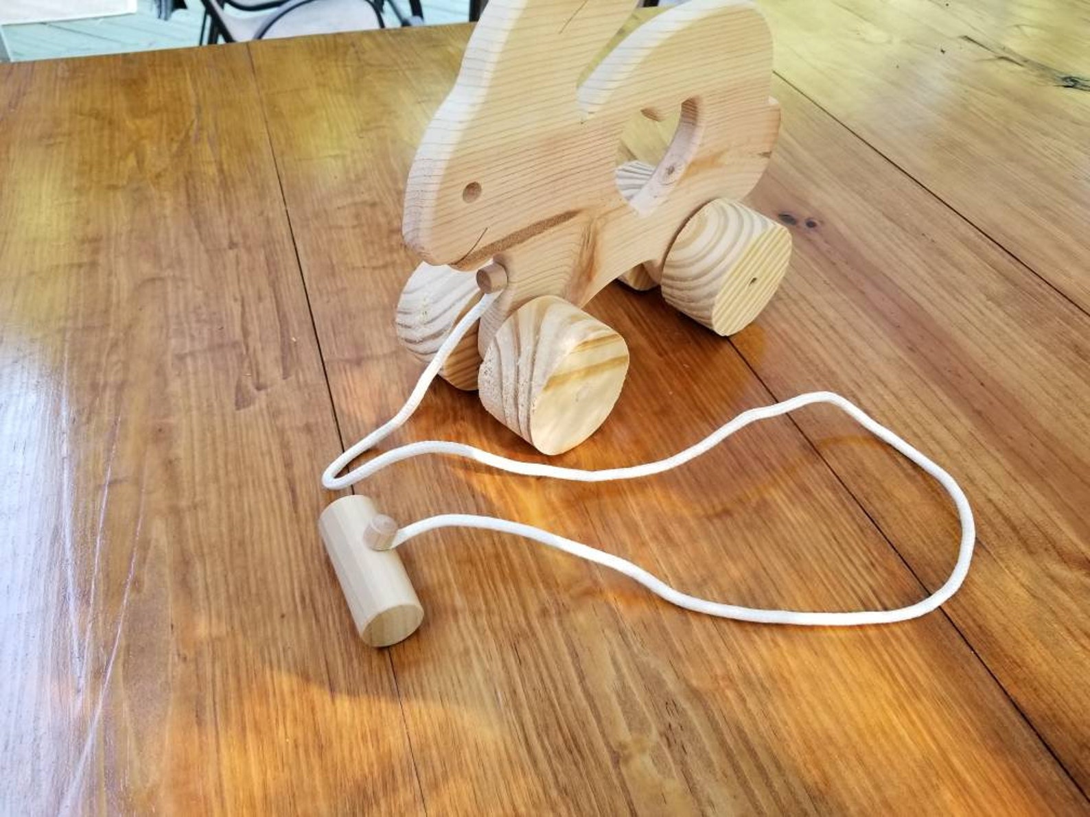 Bunny rabbit pull toy. Pull toy. Wooden pull toy. Old time Etsy
