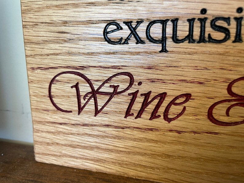 Carved plaque in rustic reclaimed plywood. I've been blessed with Exquisite taste in Wine & Friends image 9