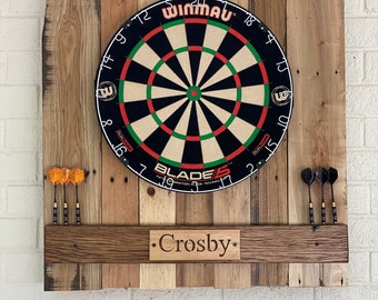 Personalized Pallet wood dart board backboard, game room dart board, man cave dart board, home bar dart board, reclaimed wood dart board,