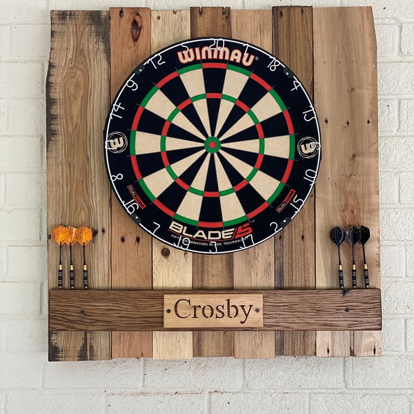 Personalized Pallet wood dart board backboard, game room dart board, man cave dart board, home bar dart board, reclaimed wood dart board,