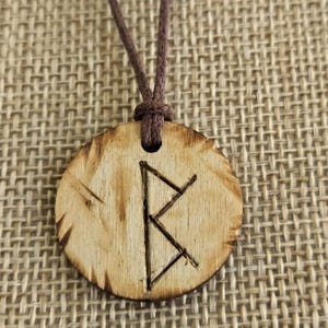 Feminine Energy Rune Amulet, Kenaz Berkana Bind Rune, Creativity Talisman, Wooden Norse Charm, New Beginnings Gift