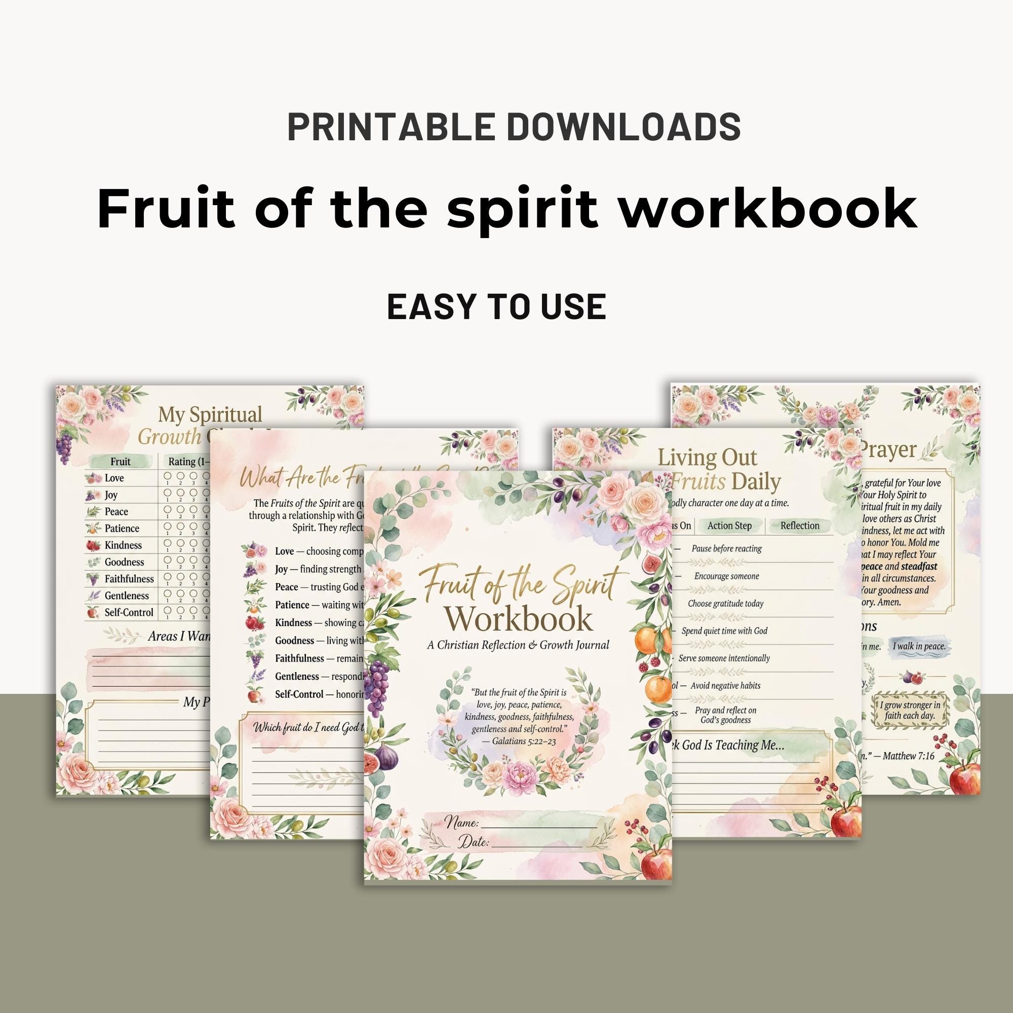 Fruit of the Spirit Workbook Printable | Christian Bible Study Journal ...