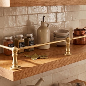 Unlacquered Brass Gallery Rail Shelf Support | Matte Brushed Solid Tipping Rail