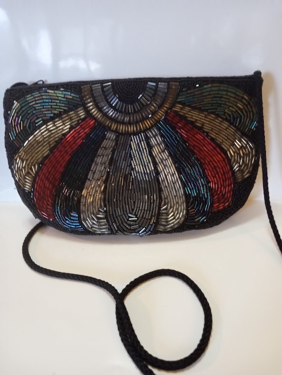 Vintage Bugle Bead evening purse 33 East bag Free… - image 2