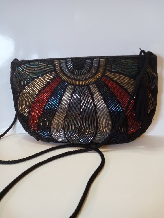 Vintage Bugle Bead evening purse 33 East bag Free… - image 1