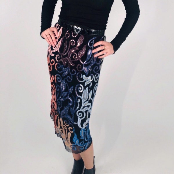 Long Skirt with Sequin Belt main image 1
