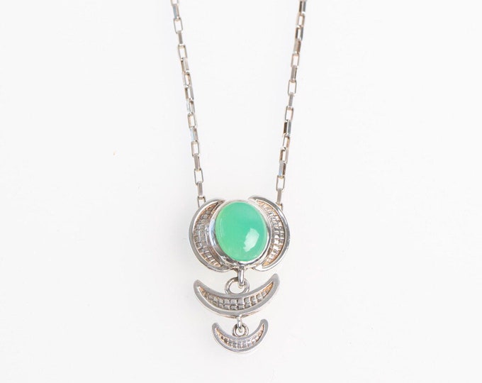 Silver chrysoprase smile necklace