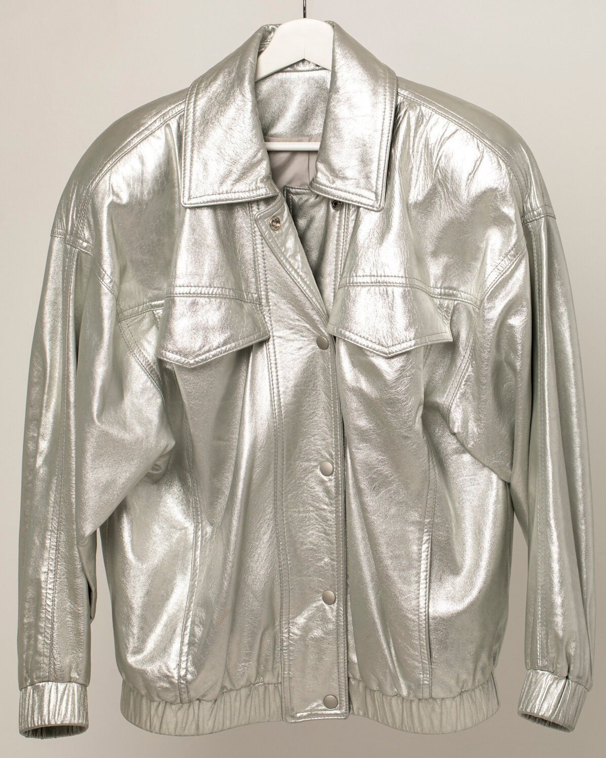 Unisex Silver Lambskin Vintage Jacket