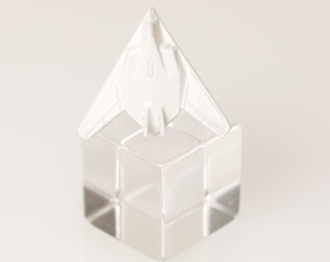 White Enameled Stealth bomber Ring size 7