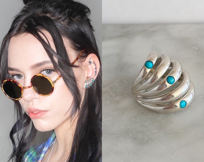 Sterling and turquoise ear cuff