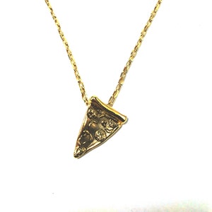 Gold Pizza necklace on 20" or  30" chain