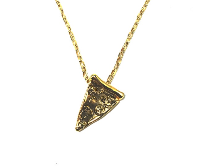 Gold Pizza necklace on 20" or  30" chain