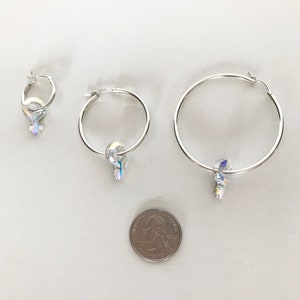 Sterling Silver and Iridescent glass Female Symbol hoops image 7