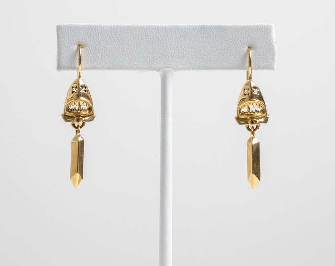 Pair of 18kt gold shark earrings