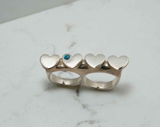 loveknuckles  silver with opal size 8.5 s