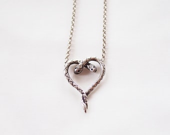 BABY-SNAKES on a CHAIN : Sterling sIlver snake necklace with diamonds handmade in Portland