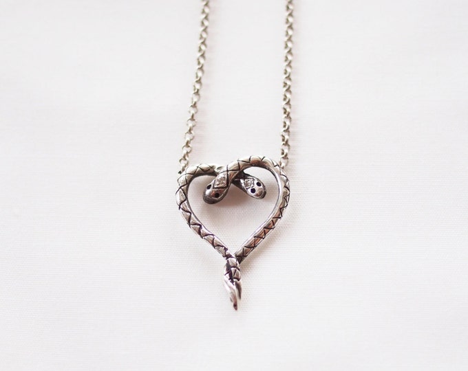 BABY-SNAKES on a CHAIN : Sterling sIlver snake necklace with diamonds handmade in Portland